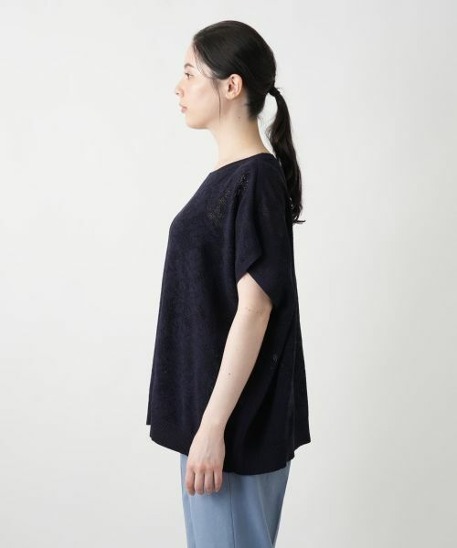 Leilian PLUS HOUSE / レリアンプラスハウス ニット・セーター | 花柄フレンチスリーブニット【Leilian WHITE LABEL】 | 詳細11