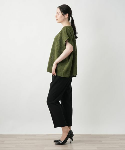 Leilian PLUS HOUSE / レリアンプラスハウス ニット・セーター | 花柄フレンチスリーブニット【Leilian WHITE LABEL】 | 詳細2