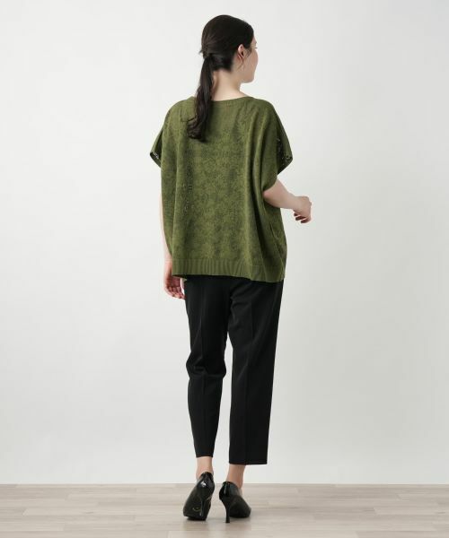 Leilian PLUS HOUSE / レリアンプラスハウス ニット・セーター | 花柄フレンチスリーブニット【Leilian WHITE LABEL】 | 詳細3