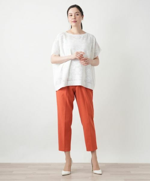 Leilian PLUS HOUSE / レリアンプラスハウス ニット・セーター | 花柄フレンチスリーブニット【Leilian WHITE LABEL】 | 詳細4