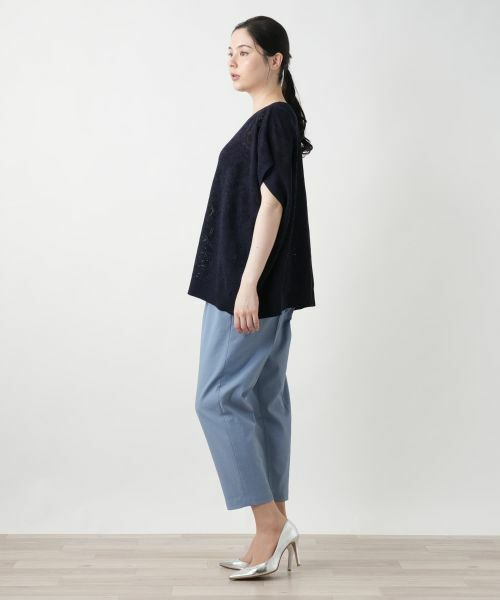 Leilian PLUS HOUSE / レリアンプラスハウス ニット・セーター | 花柄フレンチスリーブニット【Leilian WHITE LABEL】 | 詳細8