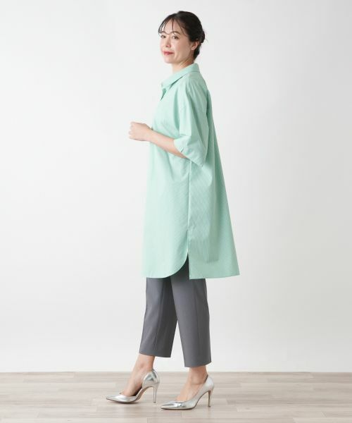 Leilian PLUS HOUSE / レリアンプラスハウス ドロストチュニックブラウス セール】 チュニックブラウス【Leilian WHITE LABEL】 （シャツ