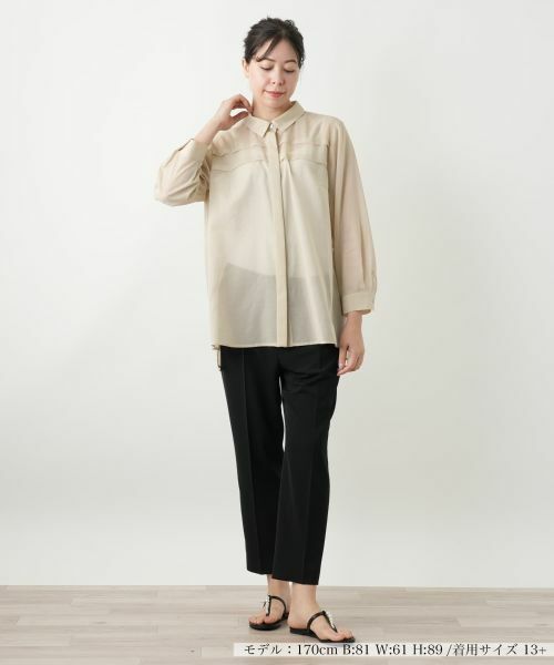 Leilian PLUS HOUSE / レリアンプラスハウス シャツ・ブラウス | 比翼シアーブラウス【Leilian WHITE LABEL】 | 詳細4