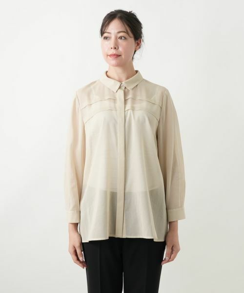 Leilian PLUS HOUSE / レリアンプラスハウス シャツ・ブラウス | 比翼シアーブラウス【Leilian WHITE LABEL】 | 詳細7