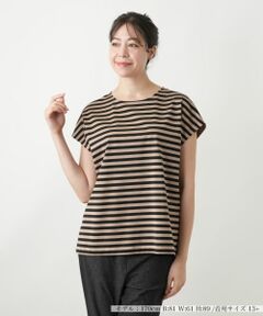 Leilian PLUS HOUSE / レリアンプラスハウス Tシャツ | ボーダー切替カットソー【Leilian WHITE LABEL】