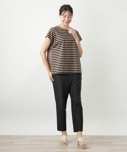 Leilian PLUS HOUSE / レリアンプラスハウス Tシャツ | ボーダー切替カットソー【Leilian WHITE LABEL】 | 詳細1