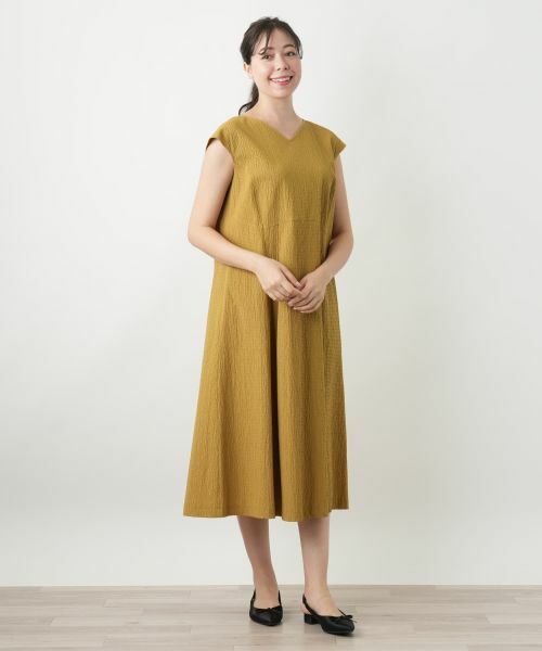 Leilian PLUS HOUSE / レリアンプラスハウス ドレス | Vネックフレアワンピース【Leilian WHITE LABEL】 | 詳細1