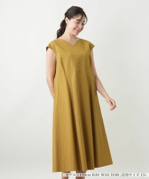 レリアンプラスハウス★極美品★ドットチェックワンピース★キーネック★ブルー系 レリアンプラスハウス☆極美品☆ドットチェックワンピース