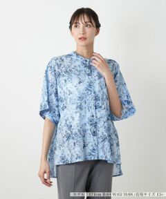 ※最終価格※　レリアンプラスハウス13+　刺繍カフタンブラウス 店舗人気】フラワー柄バンドカラーブラウス|レリアン プラス
