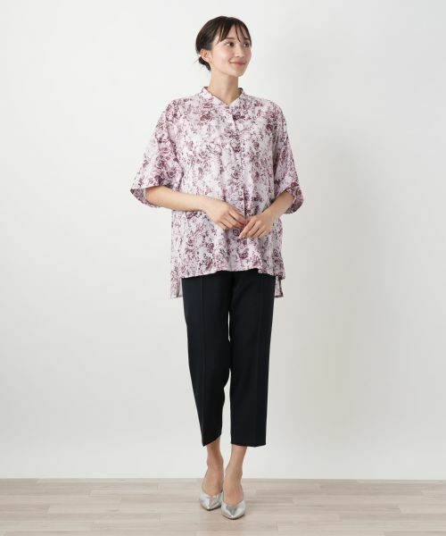 Leilian PLUS HOUSE / レリアンプラスハウス シャツ・ブラウス | 花柄スタンドカラーブラウス【Leilian WHITE LABEL】 | 詳細1