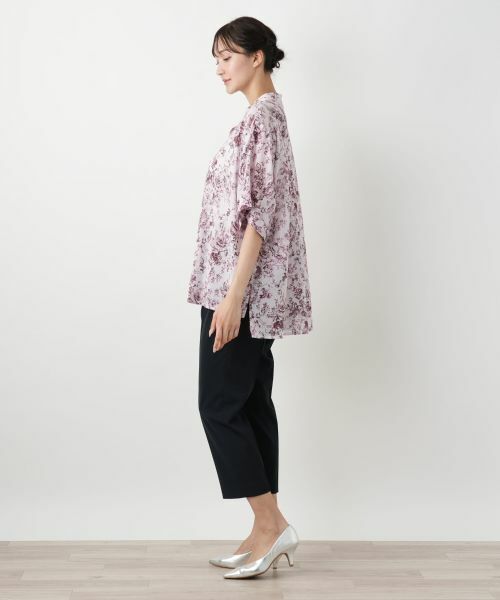 Leilian PLUS HOUSE / レリアンプラスハウス シャツ・ブラウス | 花柄スタンドカラーブラウス【Leilian WHITE LABEL】 | 詳細2