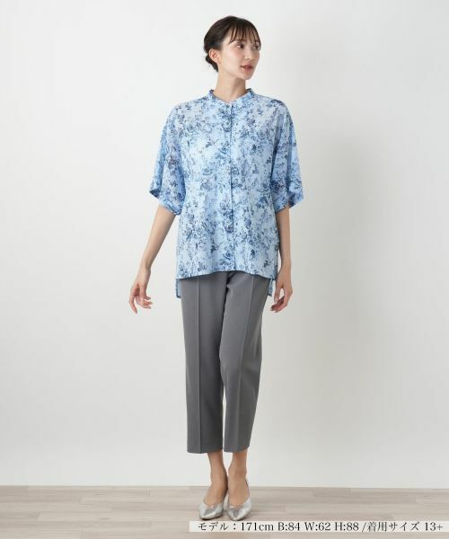 Leilian PLUS HOUSE / レリアンプラスハウス シャツ・ブラウス | 花柄スタンドカラーブラウス【Leilian WHITE LABEL】 | 詳細4