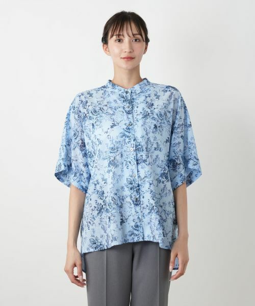 Leilian PLUS HOUSE / レリアンプラスハウス シャツ・ブラウス | 花柄スタンドカラーブラウス【Leilian WHITE LABEL】 | 詳細7