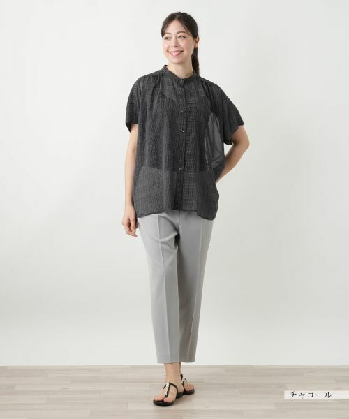 Leilian PLUS HOUSE / レリアンプラスハウス シャツ・ブラウス | シアーチェックブラウス【Leilian WHITE LABEL】 | 詳細1