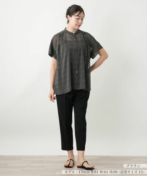 Leilian PLUS HOUSE / レリアンプラスハウス シャツ・ブラウス | シアーチェックブラウス【Leilian WHITE LABEL】 | 詳細4