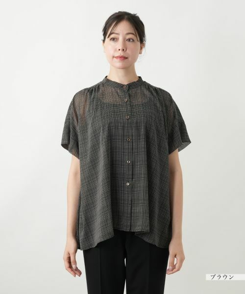 Leilian PLUS HOUSE / レリアンプラスハウス シャツ・ブラウス | シアーチェックブラウス【Leilian WHITE LABEL】 | 詳細7