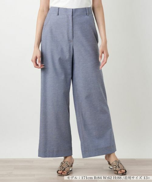 Leilian PLUS HOUSE/レリアンプラスハウス ワイドパンツ【Leilian WHITE LABEL】 ブルー系 17+