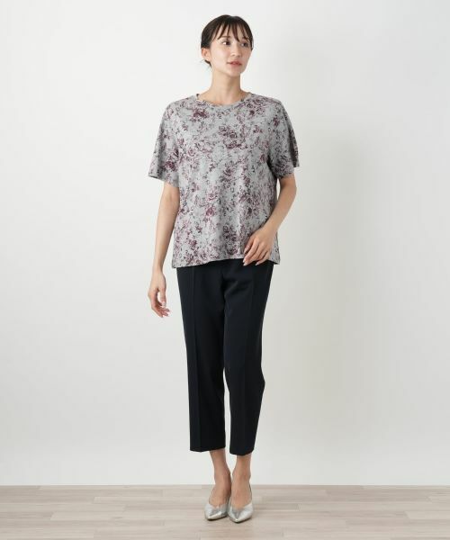 Leilian PLUS HOUSE / レリアンプラスハウス Tシャツ | フラワープリントTシャツ【Leilian WHITE LABEL】 | 詳細1