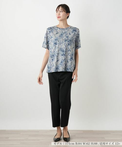 Leilian PLUS HOUSE / レリアンプラスハウス Tシャツ | フラワープリントTシャツ【Leilian WHITE LABEL】 | 詳細4