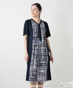 Leilian PLUS HOUSE / レリアンプラスハウス ドレス | 【店舗人気】幾何学切替フレアワンピース【Leilian WHITE LABEL】