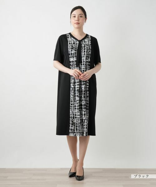 Leilian PLUS HOUSE / レリアンプラスハウス ドレス | 【店舗人気】幾何学切替フレアワンピース【Leilian WHITE LABEL】 | 詳細1