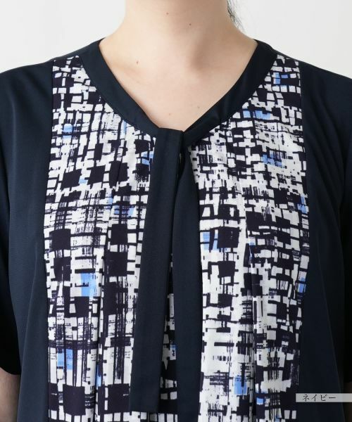 Leilian PLUS HOUSE / レリアンプラスハウス ドレス | 【店舗人気】幾何学切替フレアワンピース【Leilian WHITE LABEL】 | 詳細11