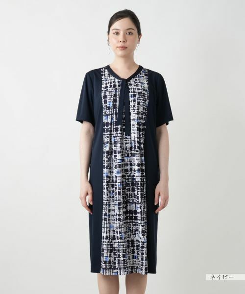 Leilian PLUS HOUSE / レリアンプラスハウス ドレス | 【店舗人気】幾何学切替フレアワンピース【Leilian WHITE LABEL】 | 詳細8