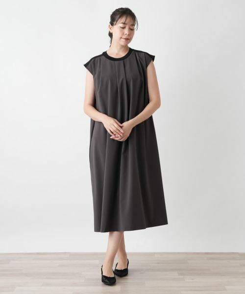 Leilian PLUS HOUSE / レリアンプラスハウス ドレス | フレンチスリーブタックワンピース【BOURGE】 | 詳細1