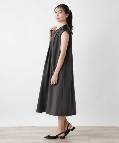 Leilian PLUS HOUSE / レリアンプラスハウス ドレス | フレンチスリーブタックワンピース【BOURGE】 | 詳細2