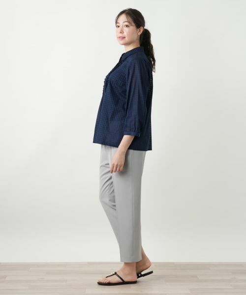 Leilian PLUS HOUSE / レリアンプラスハウス シャツ・ブラウス | シアーチェックブラウス【Leilian WHITE LABEL】 | 詳細2