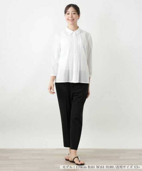 Leilian PLUS HOUSE / レリアンプラスハウス シャツ・ブラウス | シアーチェックブラウス【Leilian WHITE LABEL】 | 詳細4