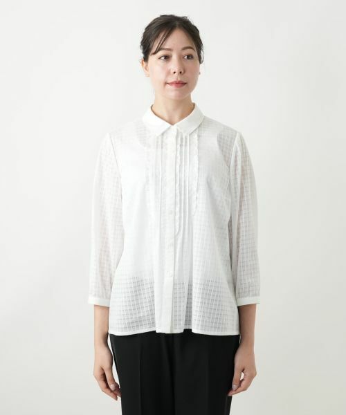 Leilian PLUS HOUSE / レリアンプラスハウス シャツ・ブラウス | シアーチェックブラウス【Leilian WHITE LABEL】 | 詳細7