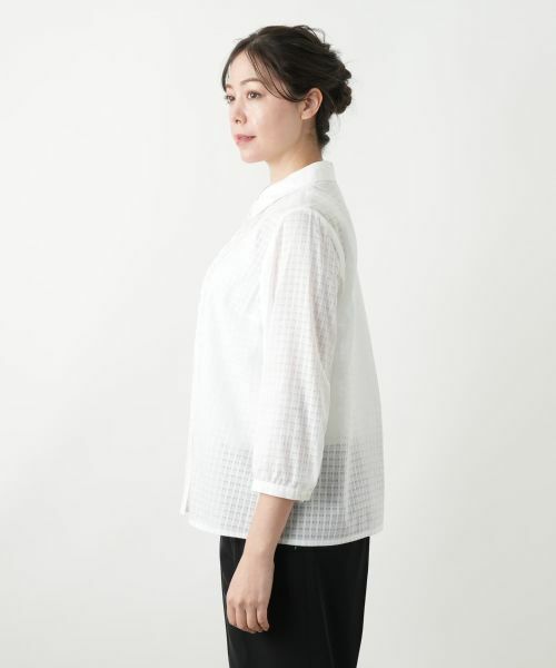 Leilian PLUS HOUSE / レリアンプラスハウス シャツ・ブラウス | シアーチェックブラウス【Leilian WHITE LABEL】 | 詳細8