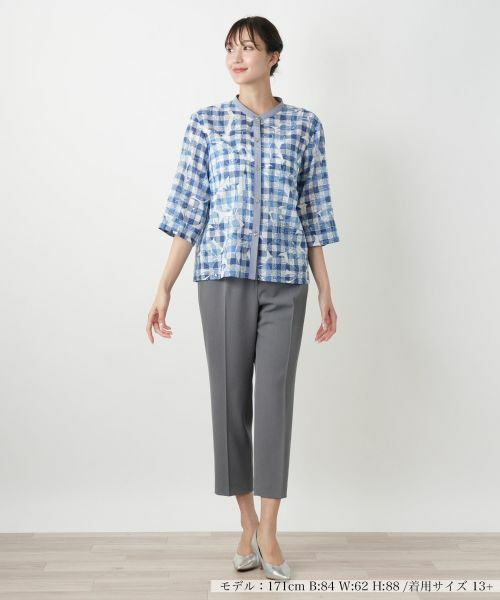 Leilian PLUS HOUSE / レリアンプラスハウス シャツ・ブラウス | フラワーチェックブラウス【Leilian WHITE LABEL】 | 詳細1