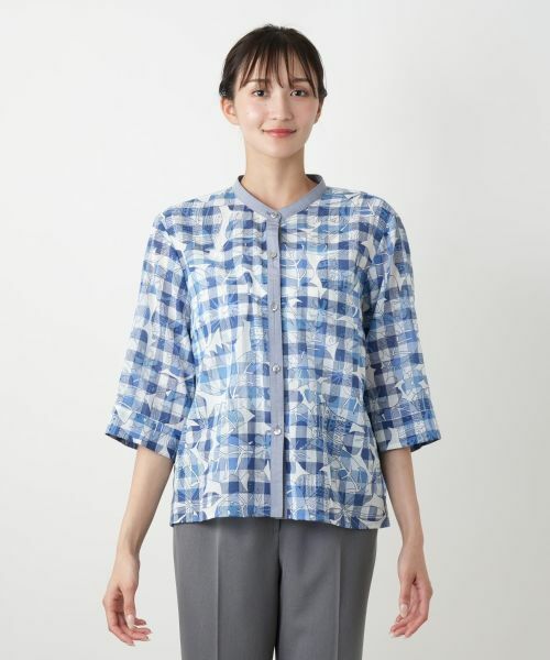 Leilian PLUS HOUSE / レリアンプラスハウス シャツ・ブラウス | フラワーチェックブラウス【Leilian WHITE LABEL】 | 詳細4