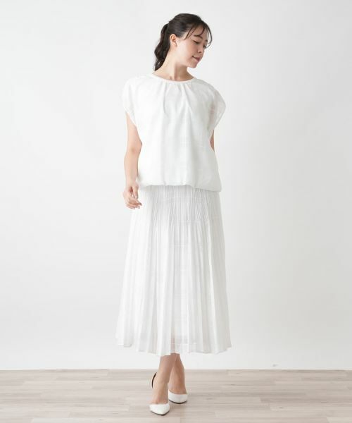 Leilian PLUS HOUSE / レリアンプラスハウス カットソー | チェックフレンチスリーブブラウス【BOURGE】 | 詳細1