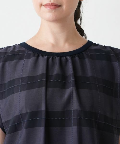 Leilian PLUS HOUSE / レリアンプラスハウス カットソー | チェックフレンチスリーブブラウス【BOURGE】 | 詳細10