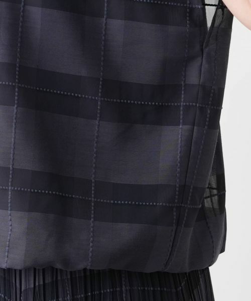 Leilian PLUS HOUSE / レリアンプラスハウス カットソー | チェックフレンチスリーブブラウス【BOURGE】 | 詳細13