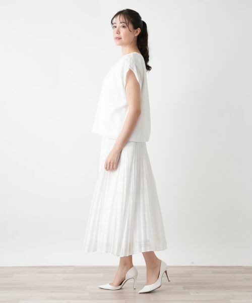 Leilian PLUS HOUSE / レリアンプラスハウス カットソー | チェックフレンチスリーブブラウス【BOURGE】 | 詳細2