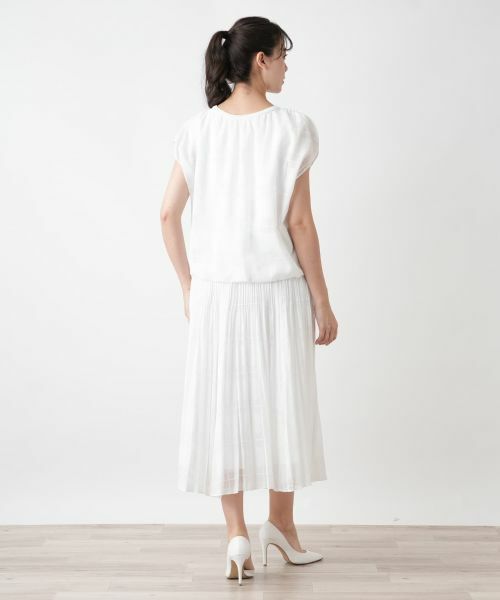 Leilian PLUS HOUSE / レリアンプラスハウス カットソー | チェックフレンチスリーブブラウス【BOURGE】 | 詳細3