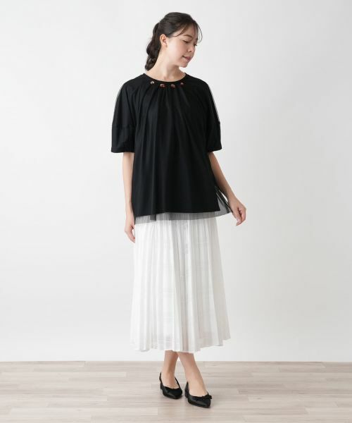 Leilian PLUS HOUSE / レリアンプラスハウス カットソー | チュールレイヤードカットソー【BOURGE】 | 詳細1