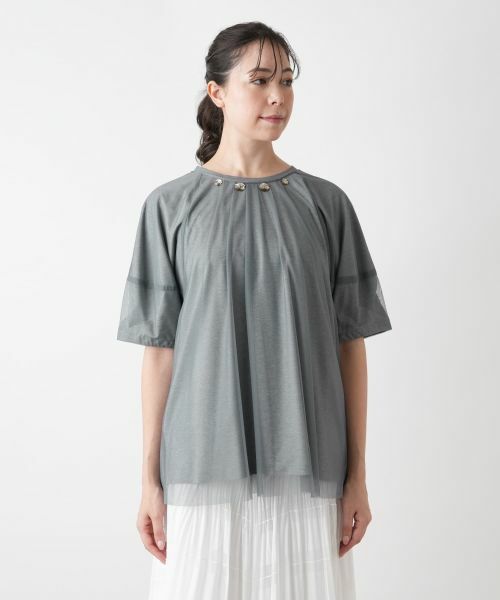 Leilian PLUS HOUSE / レリアンプラスハウス カットソー | チュールレイヤードカットソー【BOURGE】 | 詳細10