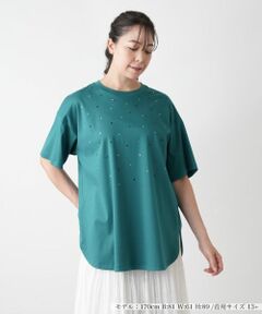Leilian PLUS HOUSE / レリアンプラスハウス カットソー | フロントビジューTシャツ【BOURGE】