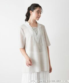 Leilian PLUS HOUSE / レリアンプラスハウス シャツ・ブラウス | レースアップブラウス【BOURGE】