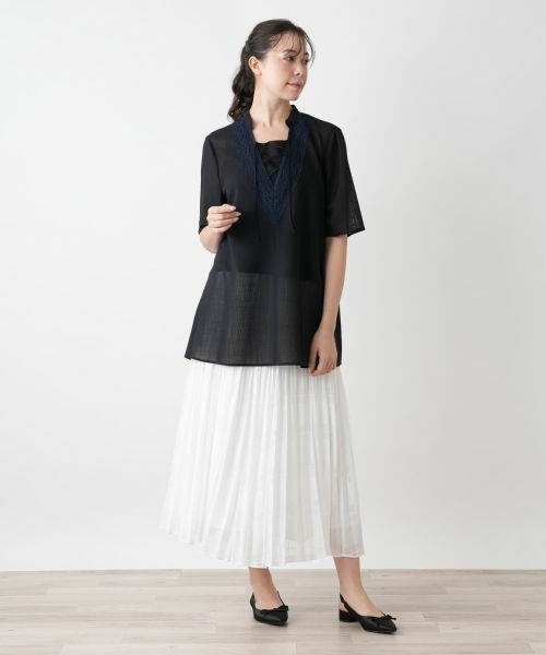 Leilian PLUS HOUSE / レリアンプラスハウス シャツ・ブラウス | レースアップブラウス【BOURGE】 | 詳細1