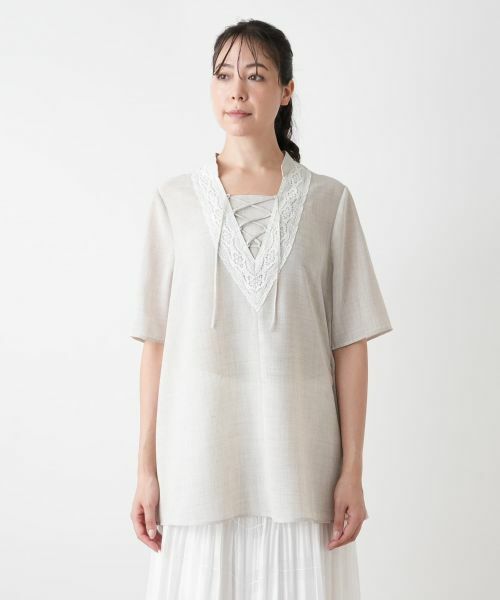 Leilian PLUS HOUSE / レリアンプラスハウス シャツ・ブラウス | レースアップブラウス【BOURGE】 | 詳細7