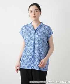 Leilian PLUS HOUSE / レリアンプラスハウス カットソー | 幾何学柄ボウタイブラウス【ROCHAS Premiere】