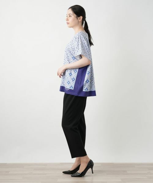 Leilian PLUS HOUSE / レリアンプラスハウス カットソー | 幾何学柄切替Tシャツ【ROCHAS Premiere】 | 詳細2