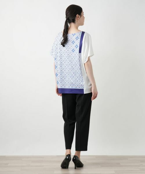 Leilian PLUS HOUSE / レリアンプラスハウス カットソー | 幾何学柄切替Tシャツ【ROCHAS Premiere】 | 詳細3