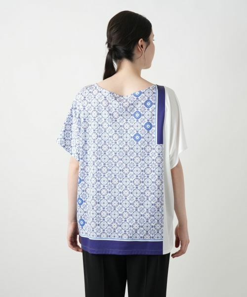 Leilian PLUS HOUSE / レリアンプラスハウス カットソー | 幾何学柄切替Tシャツ【ROCHAS Premiere】 | 詳細6